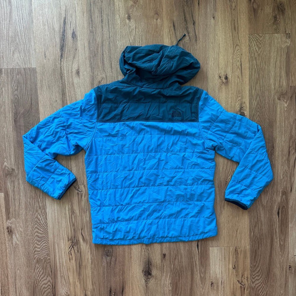 The North Face Mens Blue Quilted Lightweight Insulated Hooded Jacket Size Large - Picture 11 of 11